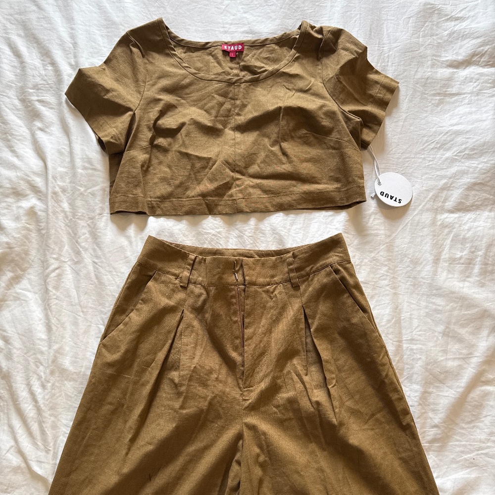 Staud brown pants and top set